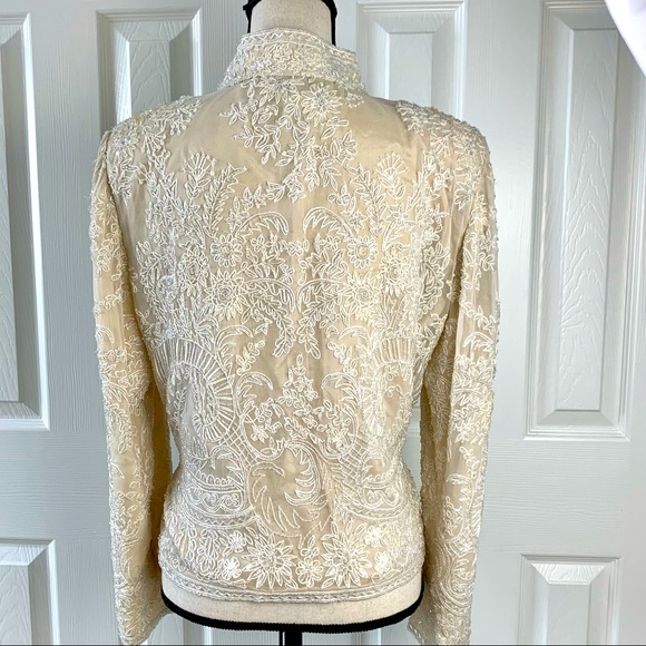 Vintage Adrianna Papell Beaded Lace Evening Jacket — EUC - Picture 5 of 14